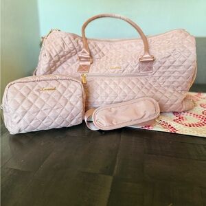 Luxurious Pink Quilted Women Bag Set